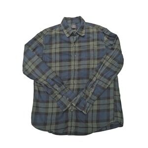 J.‎ Crew Green Blue Color Block Flannel Button Up Long Sleeve Shirt Men's Size L